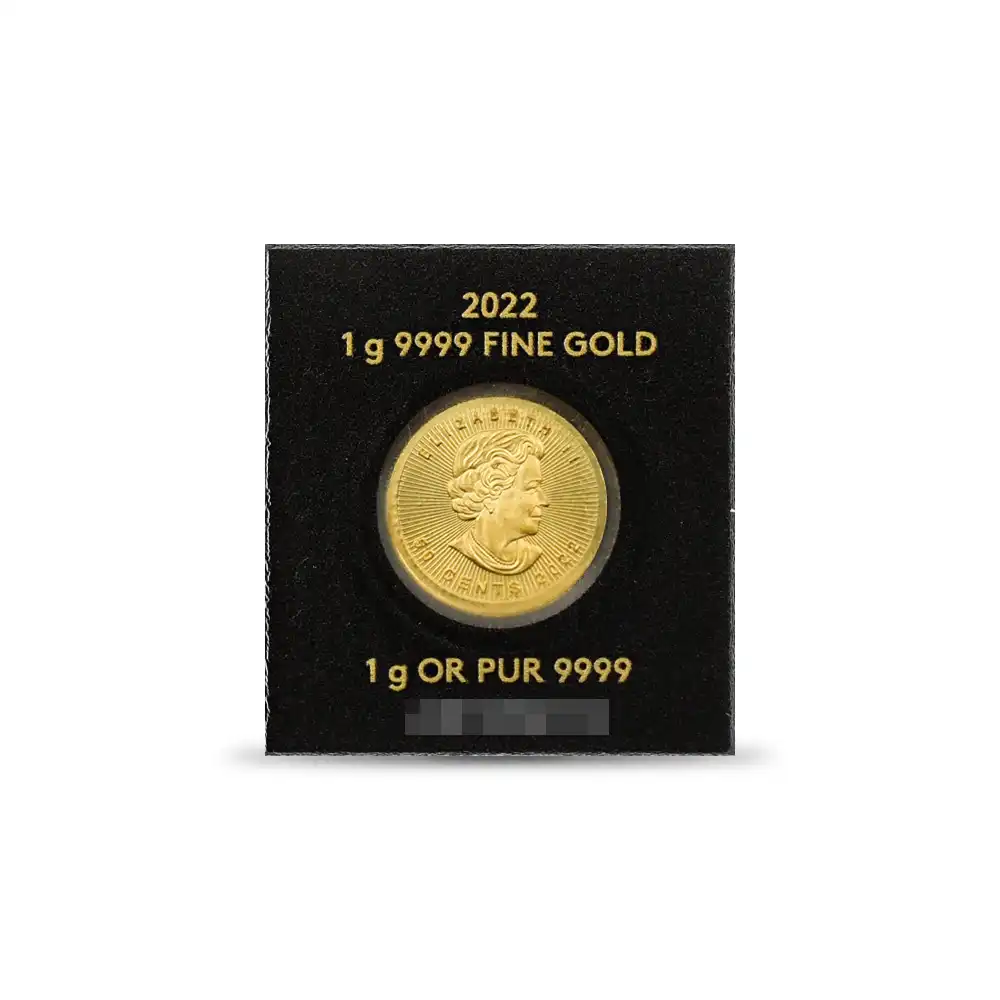 地金型5：1835 カナダ 2022 エリザベス2世 メイプルリーフ 50セント1グラム地金型金貨