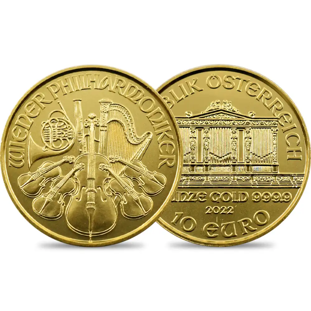 オーストリア 2022 ウィーンフィル 10ユーロ 1/10オンス 金貨 【1枚】 | 英国アンティークコイン専門店「コインパレス」