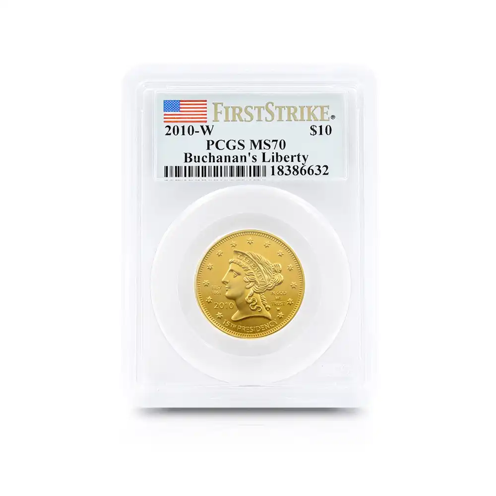 モダンコイン4：1861 アメリカ 2010W ジェームズ・ブキャナンのリバティ 10ドル1/2オンス金貨 ファーストストライク PCGS MS70