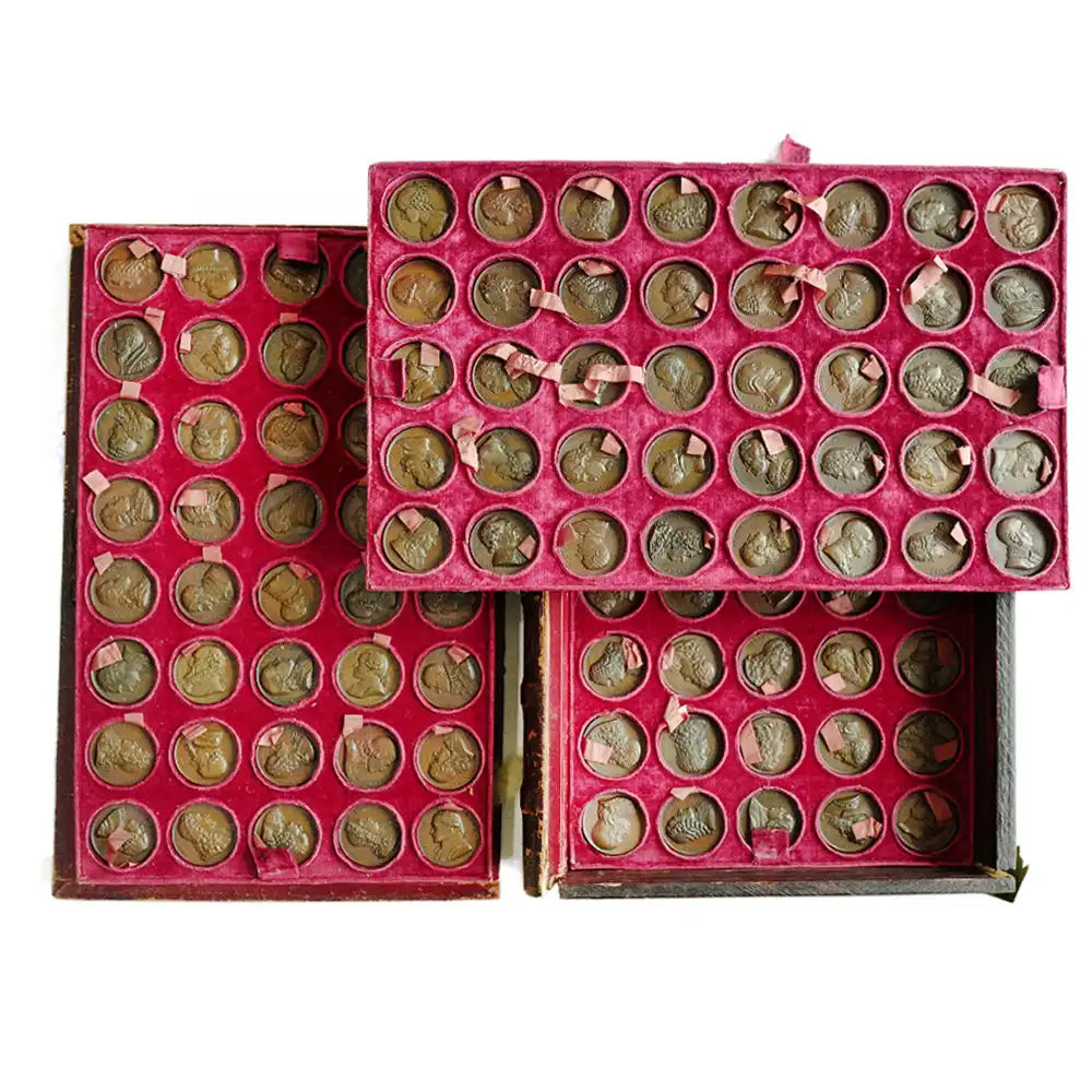 メダルs1：1876 フランス 1816-1838 フランスの偉大なる人物コレクション 青銅メダル120枚セット 箱付き