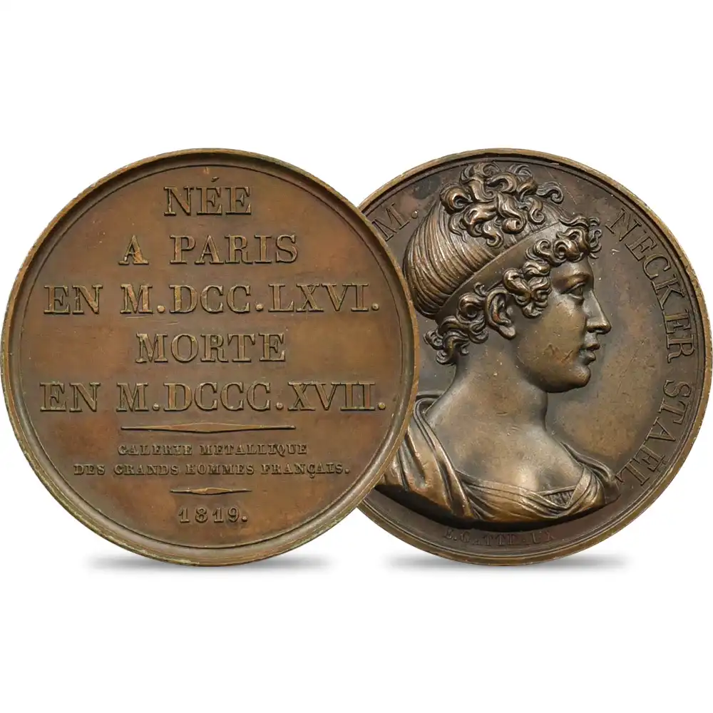 メダルs2：1876 フランス 1816-1838 フランスの偉大なる人物コレクション 青銅メダル120枚セット 箱付き