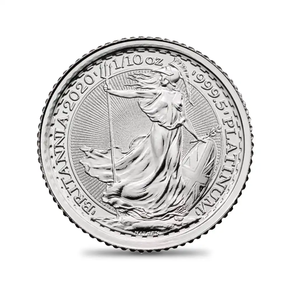地金型2：6174 イギリス 2020 エリザベス2世 ブリタニア 10ポンド 1/10オンス プラチナ貨 【1枚】 (コインケース付き)
