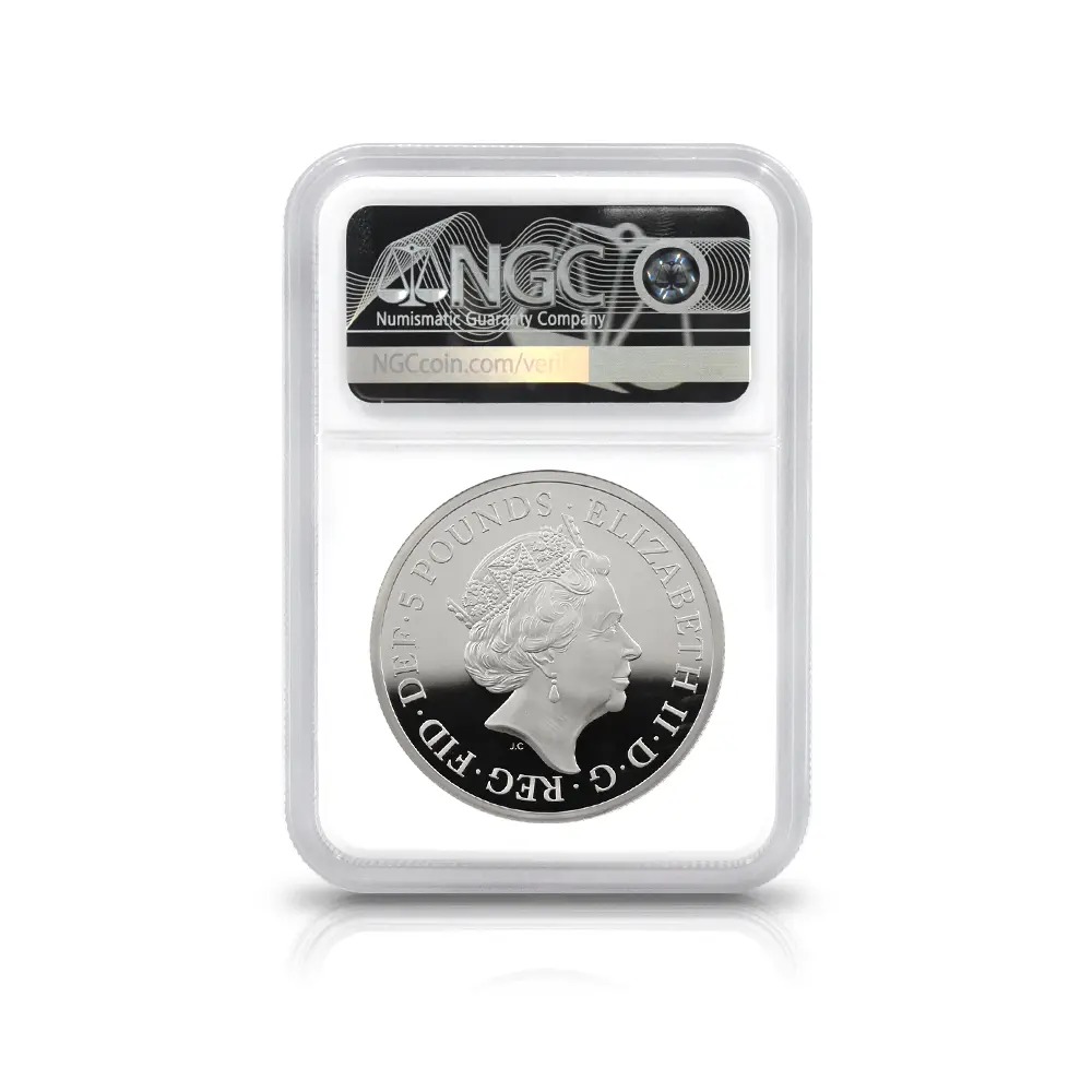 モダンコイン5：6336 2019 エリザベス2世 ウナ＆ライオン 5ポンド2オンス銀貨 NGC PF69UC 箱付き