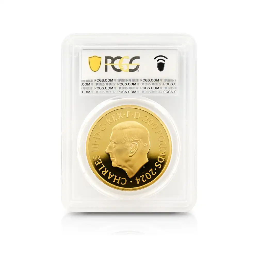 モダンコイン5：6339 2024 チャールズ3世 ワーテルロー・メダル - 連合国代表 200ポンド2オンス金貨 PCGS PR70DC 箱付き