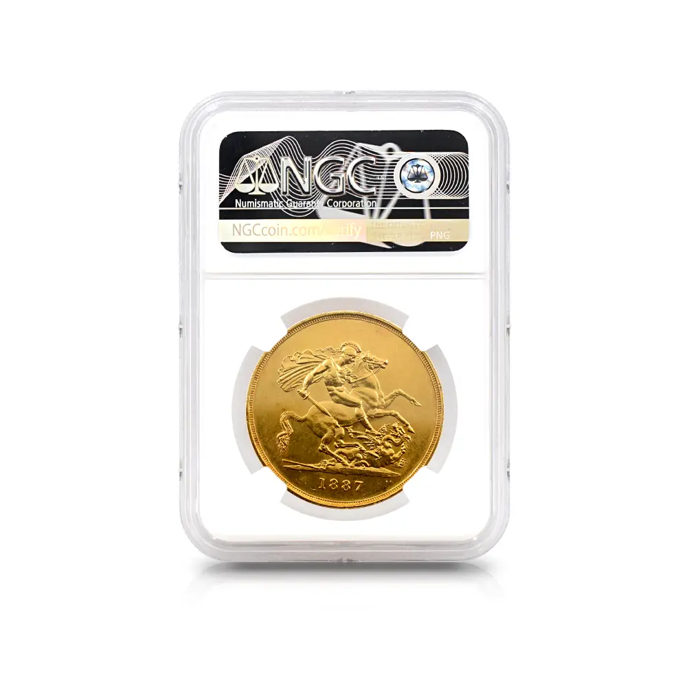 アンティークコイン5:6344 1887 ヴィクトリア女王 ジュビリーヘッド 聖ジョージ竜退治 5ソブリン金貨 NGC MS61 Thorburn Collection