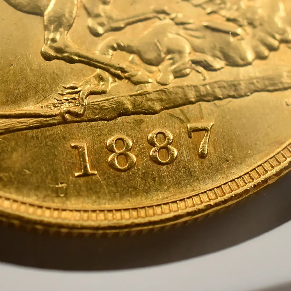 アンティークコイン13:6344 1887 ヴィクトリア女王 ジュビリーヘッド 聖ジョージ竜退治 5ソブリン金貨 NGC MS61 Thorburn Collection