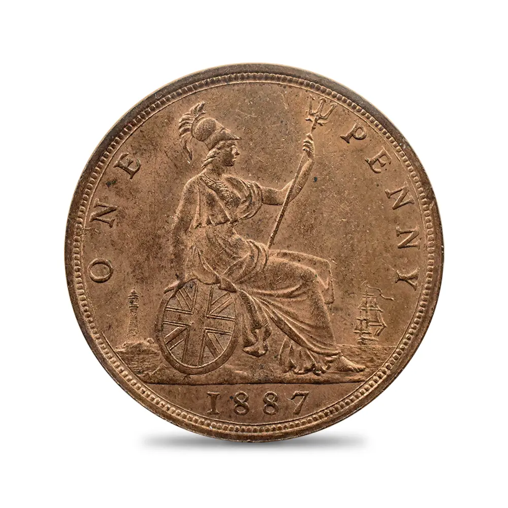 アンティークコイン2:6346 1887 ヴィクトリア女王 ブリタニア ペニー銅貨 未鑑定