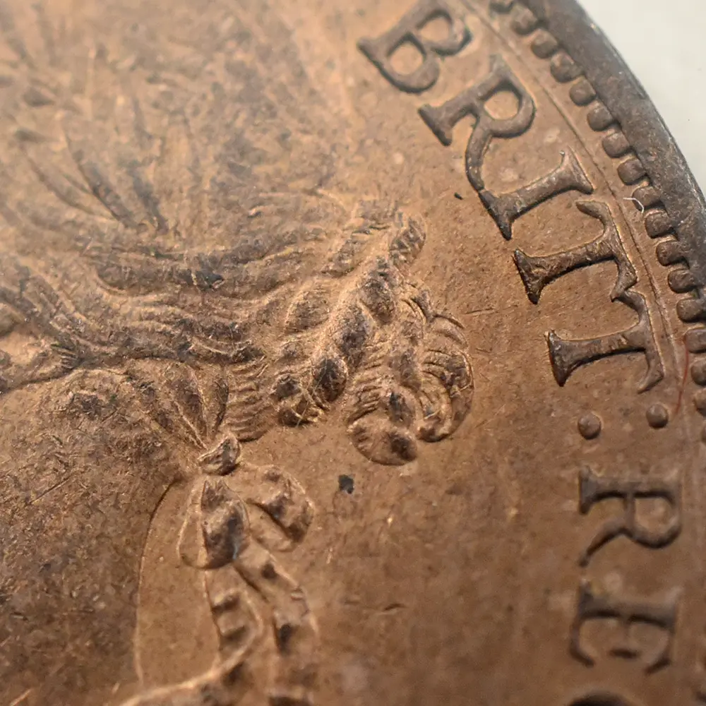 アンティークコイン6:6346 1887 ヴィクトリア女王 ブリタニア ペニー銅貨 未鑑定