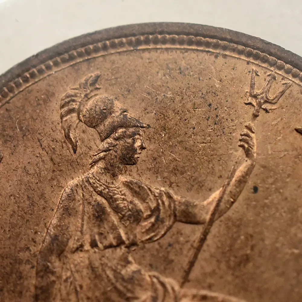 アンティークコイン8:6346 1887 ヴィクトリア女王 ブリタニア ペニー銅貨 未鑑定