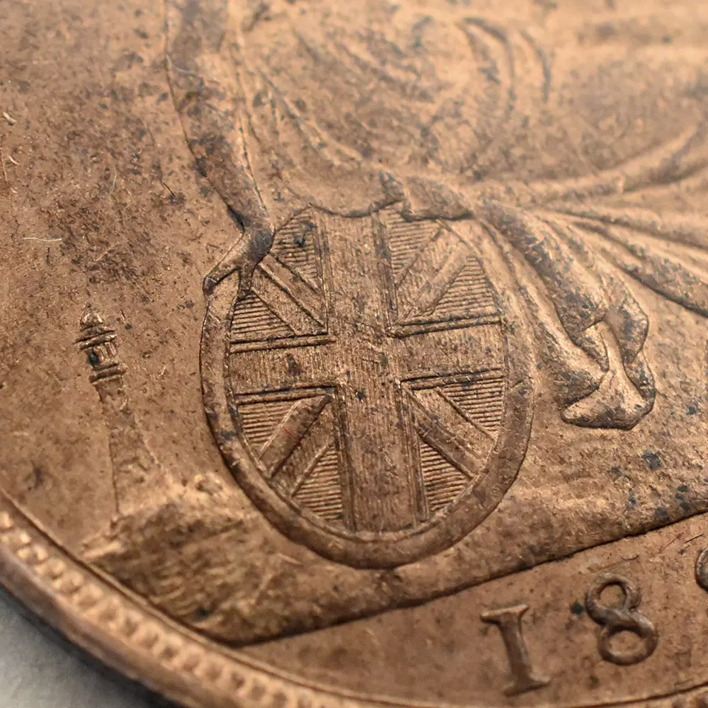 アンティークコイン9:6346 1887 ヴィクトリア女王 ブリタニア ペニー銅貨 未鑑定