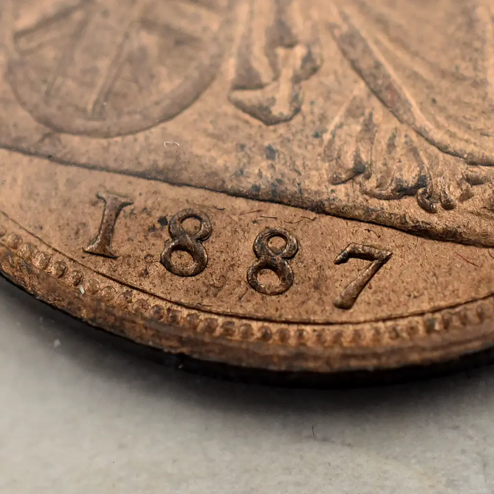 アンティークコイン11:6346 1887 ヴィクトリア女王 ブリタニア ペニー銅貨 未鑑定