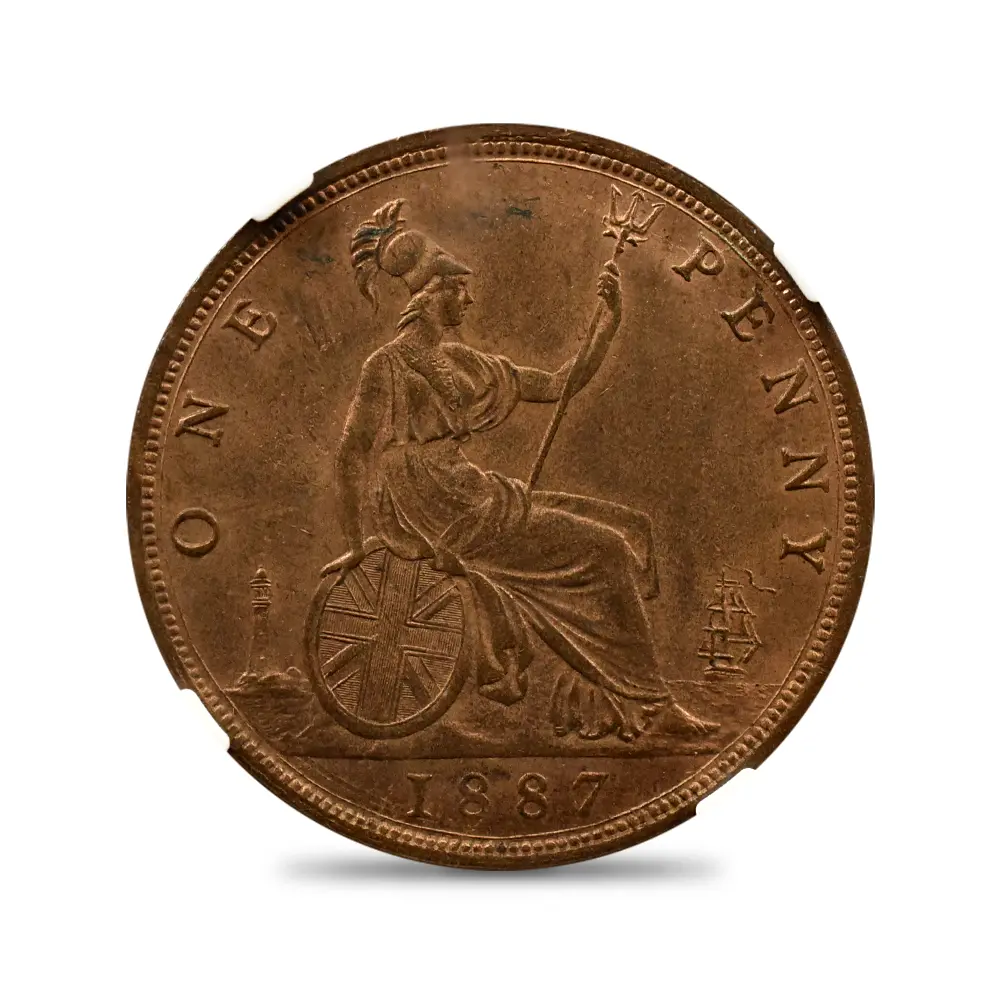アンティークコイン3:6347 1887 ヴィクトリア女王 ブリタニア エリック・P・ニューマン・コレクション ペニー銅貨 NGC MS64RB