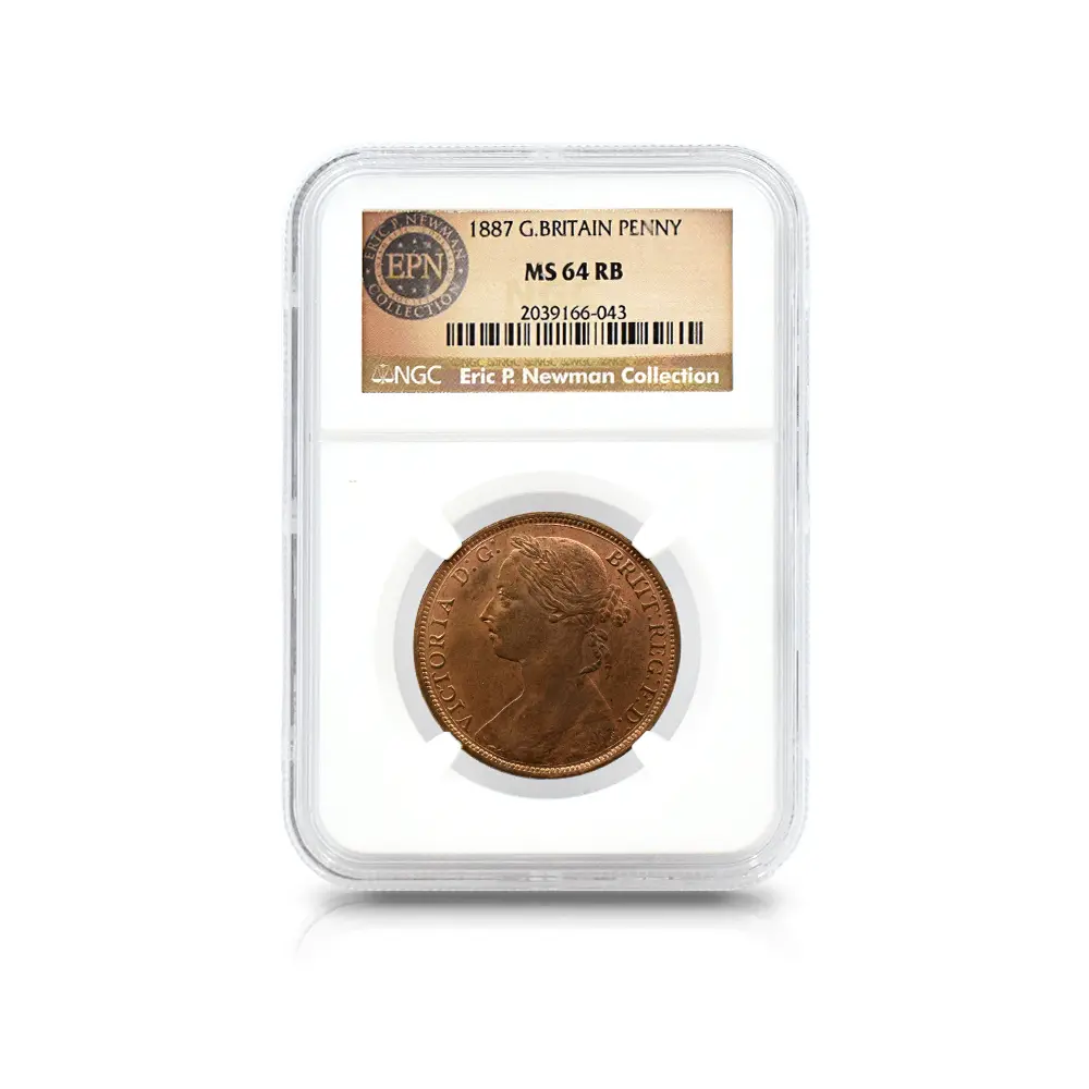 アンティークコイン4:6347 1887 ヴィクトリア女王 ブリタニア エリック・P・ニューマン・コレクション ペニー銅貨 NGC MS64RB