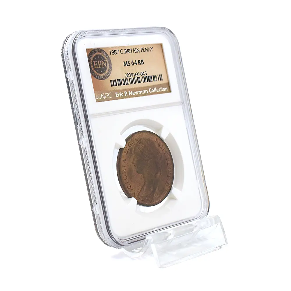 アンティークコイン6:6347 1887 ヴィクトリア女王 ブリタニア エリック・P・ニューマン・コレクション ペニー銅貨 NGC MS64RB