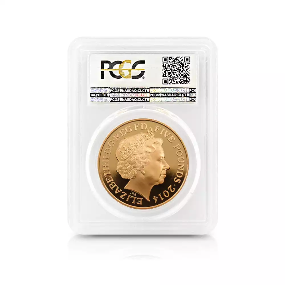 モダンコイン5：2230 2014 エリザベス2世 アン女王没後300周年記念 5ポンド金貨 PCGS PR69DC