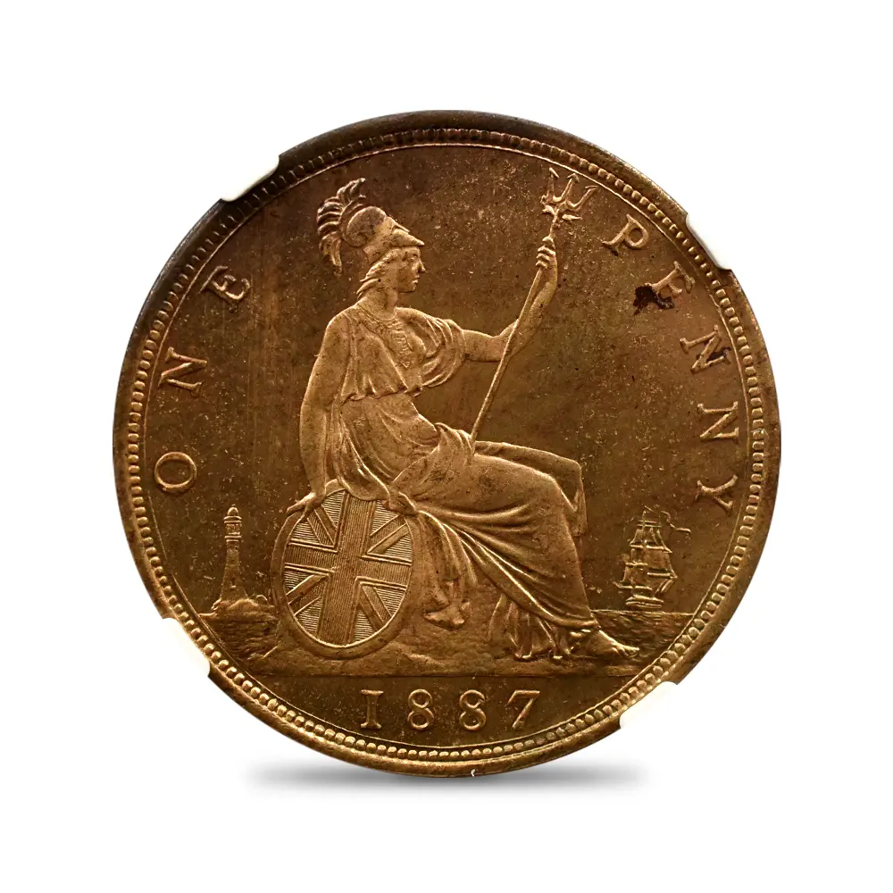 アンティークコイン3:6348 1887 ヴィクトリア女王 ブリタニア ペニー銅貨 NGC MS64RB Thorburn Collection