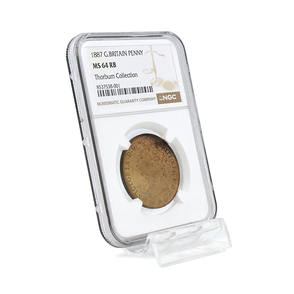 アンティークコイン6:6348 1887 ヴィクトリア女王 ブリタニア ペニー銅貨 NGC MS64RB Thorburn Collection