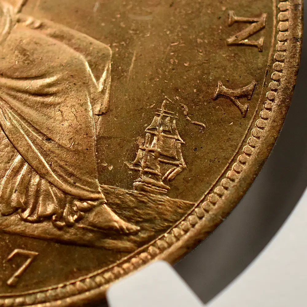 アンティークコイン13:6348 1887 ヴィクトリア女王 ブリタニア ペニー銅貨 NGC MS64RB Thorburn Collection