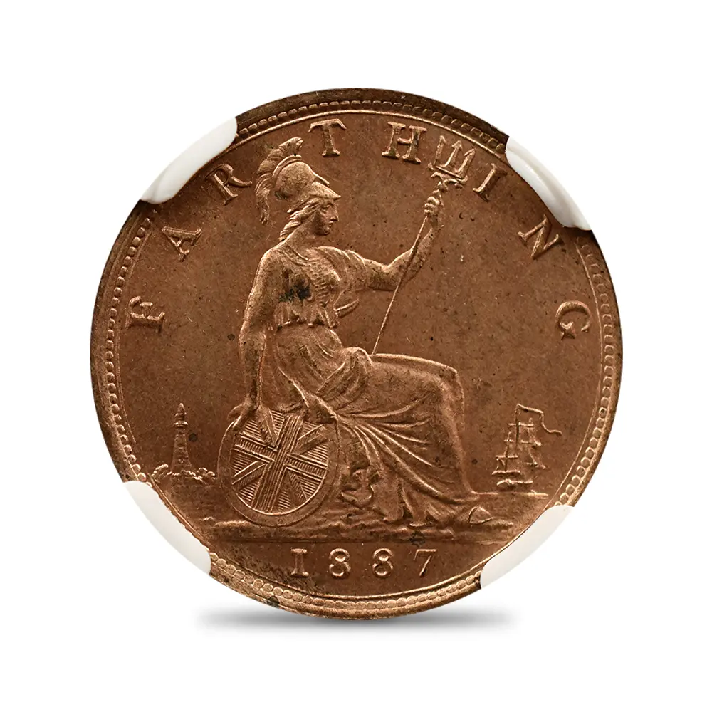 アンティークコイン3:6349 1887 ヴィクトリア女王 ブリタニア 1/4ペニー銅貨 NGC MS64RB Thorburn Collection