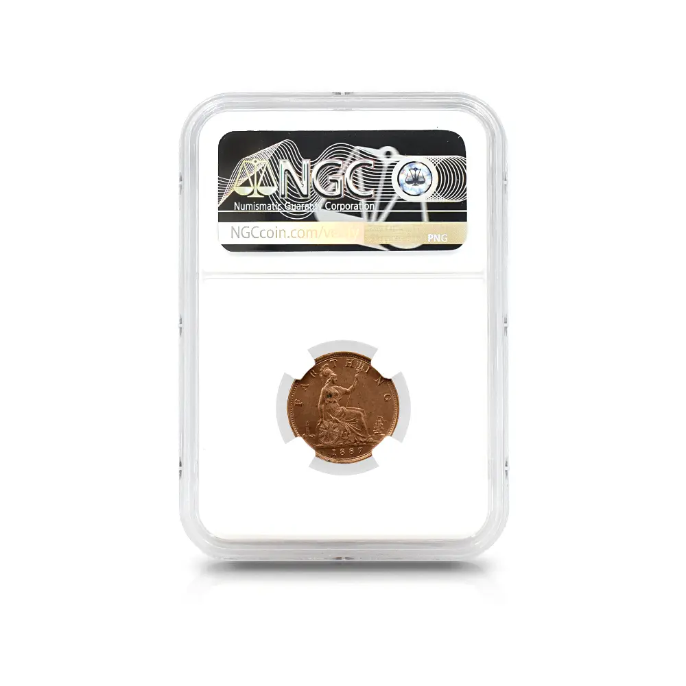 アンティークコイン5:6349 1887 ヴィクトリア女王 ブリタニア 1/4ペニー銅貨 NGC MS64RB Thorburn Collection