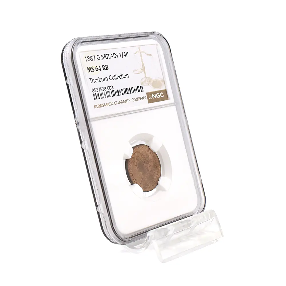 アンティークコイン6:6349 1887 ヴィクトリア女王 ブリタニア 1/4ペニー銅貨 NGC MS64RB Thorburn Collection