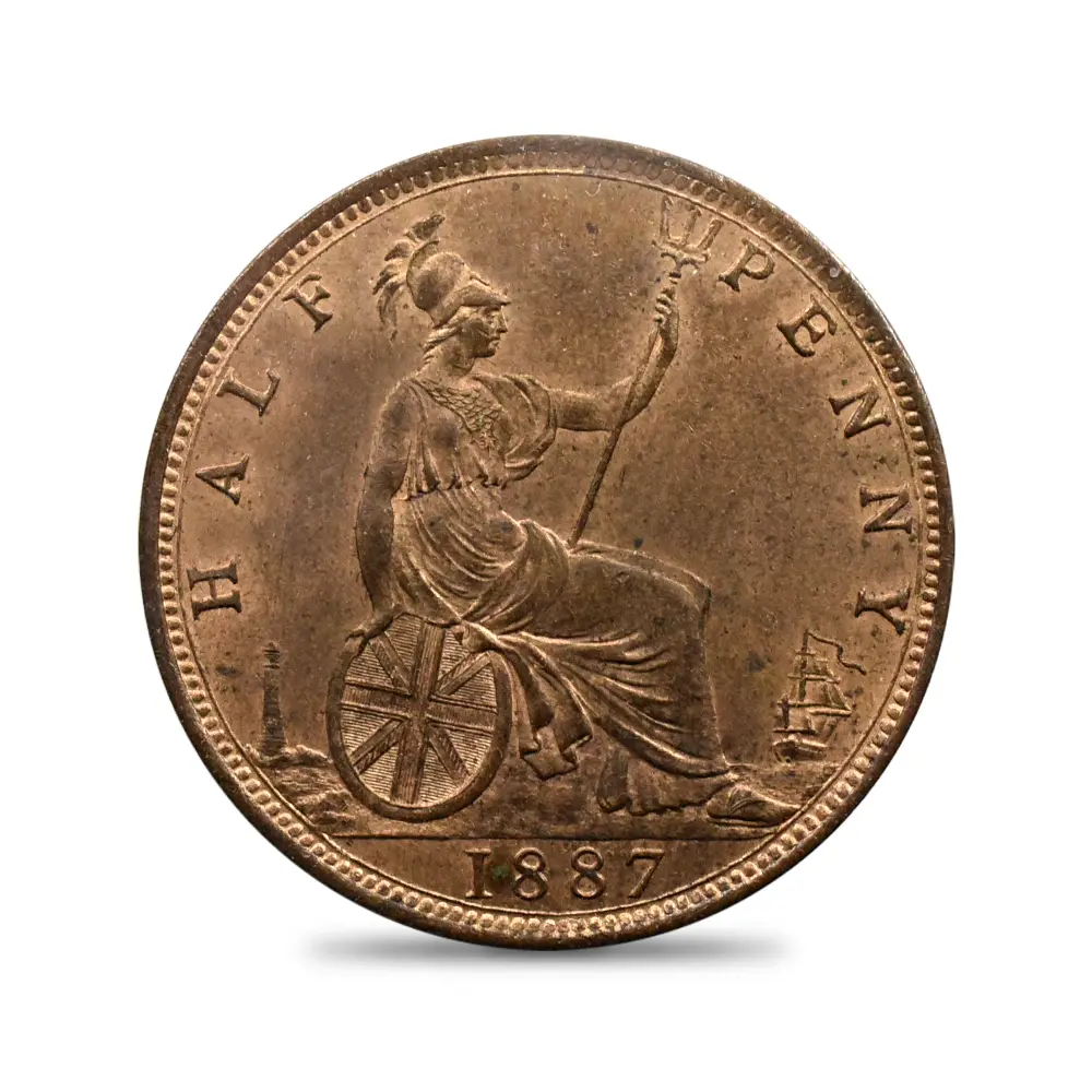 アンティークコイン3:6350 1887 ヴィクトリア女王 ブリタニア 1/2ペニー銅貨 未鑑定
