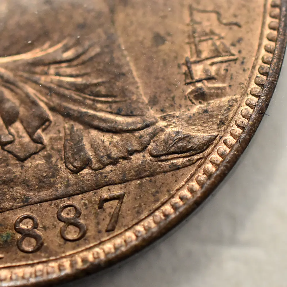 アンティークコイン9:6350 1887 ヴィクトリア女王 ブリタニア 1/2ペニー銅貨 未鑑定