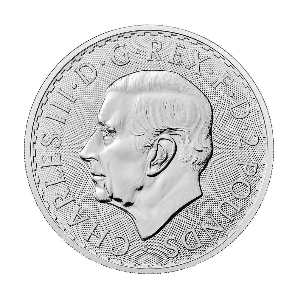 地金型3：3743 イギリス  2024 チャールズ3世 ブリタニア 2ポンド 1オンス 銀貨 【500枚】 (モンスターボックス付き)【ご予約承り品】