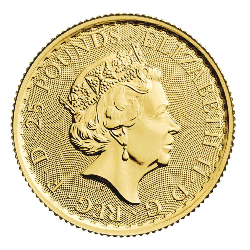 地金型3：2241 イギリス  2022  ブリタニア 25ポンド 1/4オンス 地金型金貨 【1枚】
