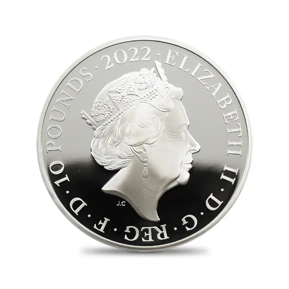 モダンコイン3：1974 2022 エリザベス2世 英国君主コレクション第2弾 ジェームズ1世 10ポンド5オンスプルーフ銀貨 未鑑定 箱付き