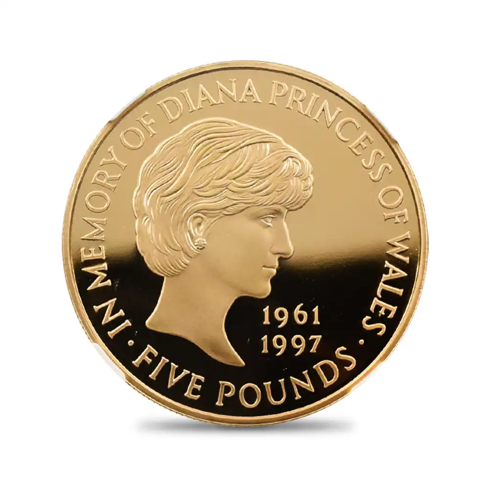 モダンコイン2：2017 1999 エリザベス2世 ダイアナ妃追悼記念 5ポンド金貨 NGC PF69UC 特別付属品付き