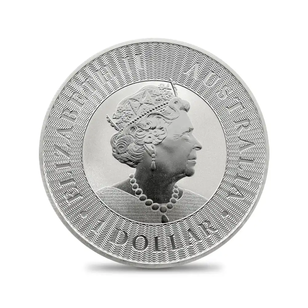地金型4：2023 オーストラリア 2022 カンガルー 1ドル 1オンス 銀貨 【5枚】 (コインケース付き)