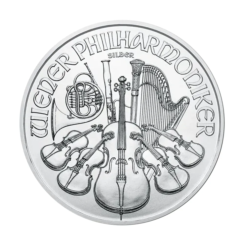 地金型2：6366 オーストリア 2020 ウィーンフィル 1.5ユーロ 1オンス 銀貨 【5枚】 (コインケース付き)