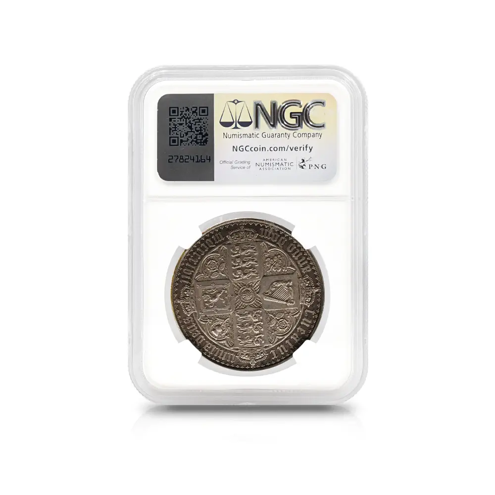 アンティークコイン5：6371 1847 ヴィクトリア女王 ゴチッククラウン銀貨 アンデシモエッジ NGC PF61