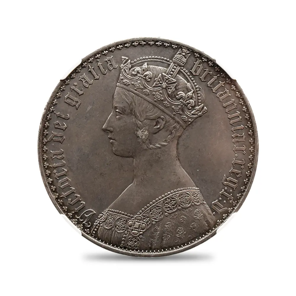 アンティークコイン2：6372 1847 ヴィクトリア女王 ゴチッククラウン銀貨 アンデシモエッジ NGC PF55