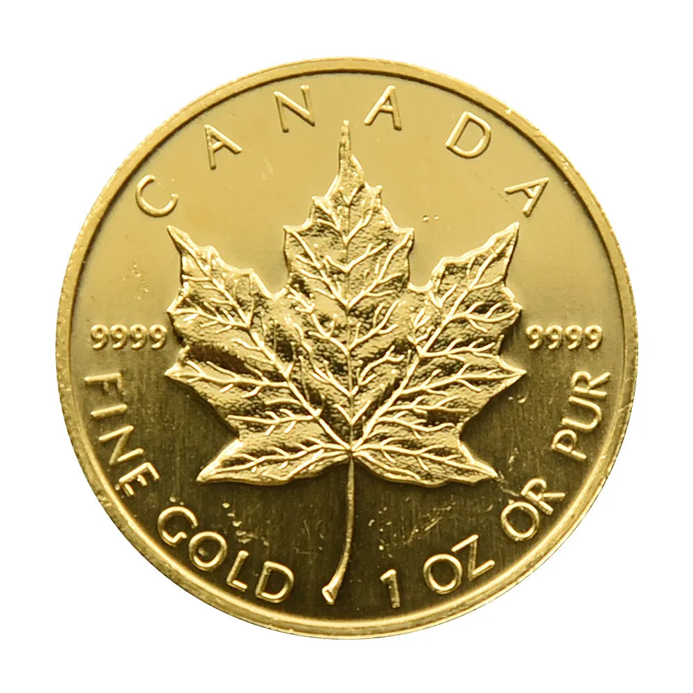 地金型2：3753 カナダ 1990 メイプルリーフ 50ドル 1オンス 金貨 【1枚】 (コインケース付き)