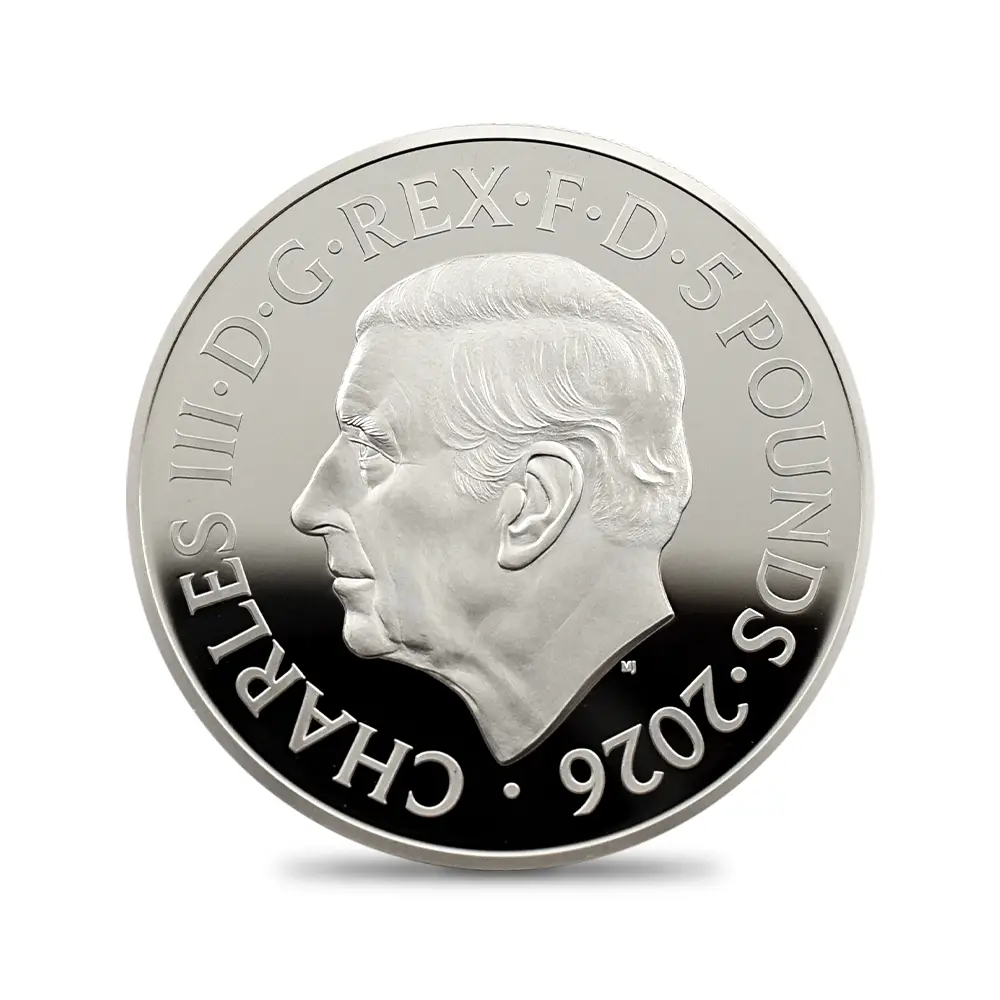 モダンコイン3:6202 2026 チャールズ3世 エリザベス2世のコイン肖像シリーズ 第一弾 ヤングヤングエリザベス 5ポンドプルーフピェフォー銀貨 未鑑定 箱付き