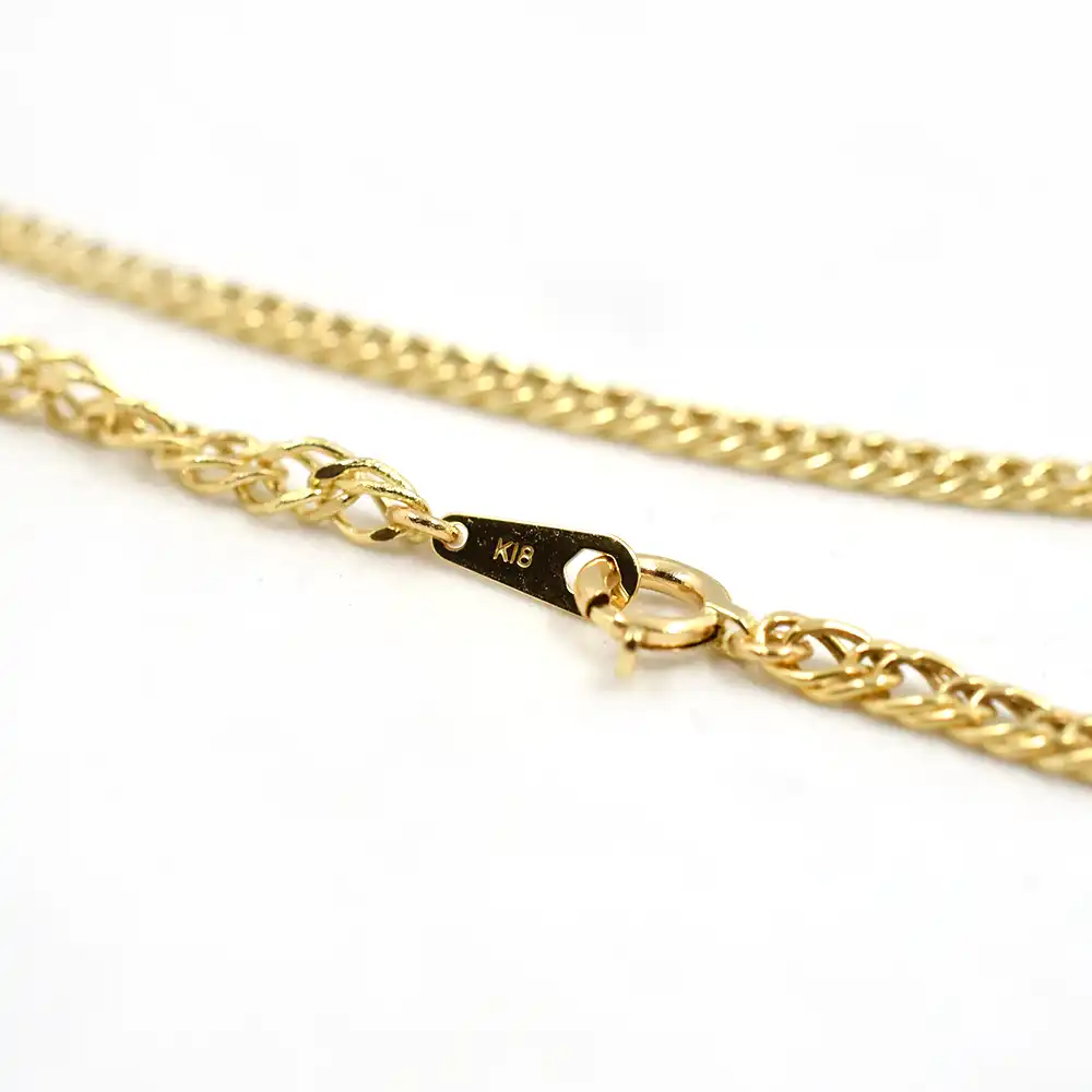 地金型2:6382 ネックレス チェーン ゴールド 18金(K18)中空ダブルキヘイ050 全長約45cm 重量 約3.5g K18刻印入り