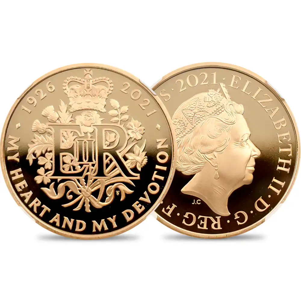 モダンコイン1：2137 2021 エリザベス2世 女王生誕95周年記念 5ポンド金貨 NGC PF70UC 箱付き