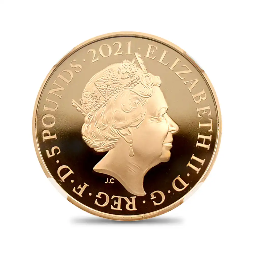 モダンコイン3：2137 2021 エリザベス2世 女王生誕95周年記念 5ポンド金貨 NGC PF70UC 箱付き