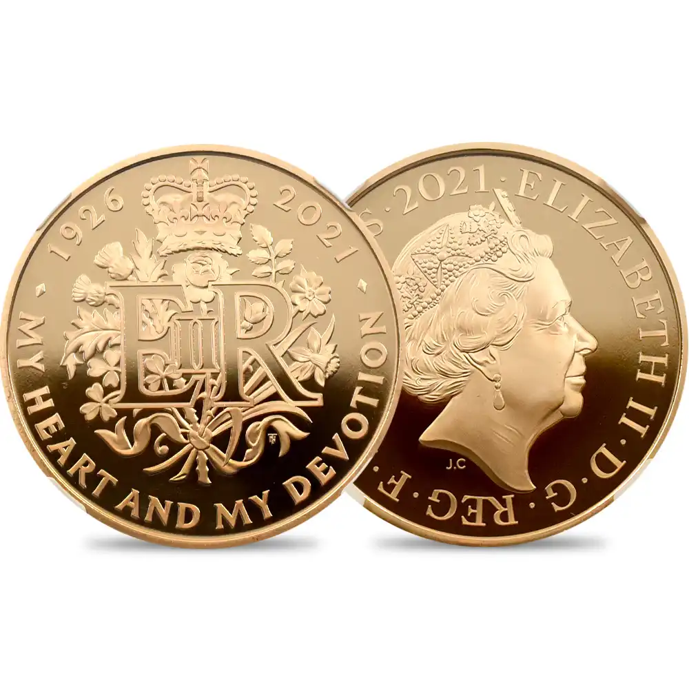 モダンコイン1：2150 2021 エリザベス2世 女王生誕95周年記念 5ポンド金貨 NGC PF70UC 箱付き
