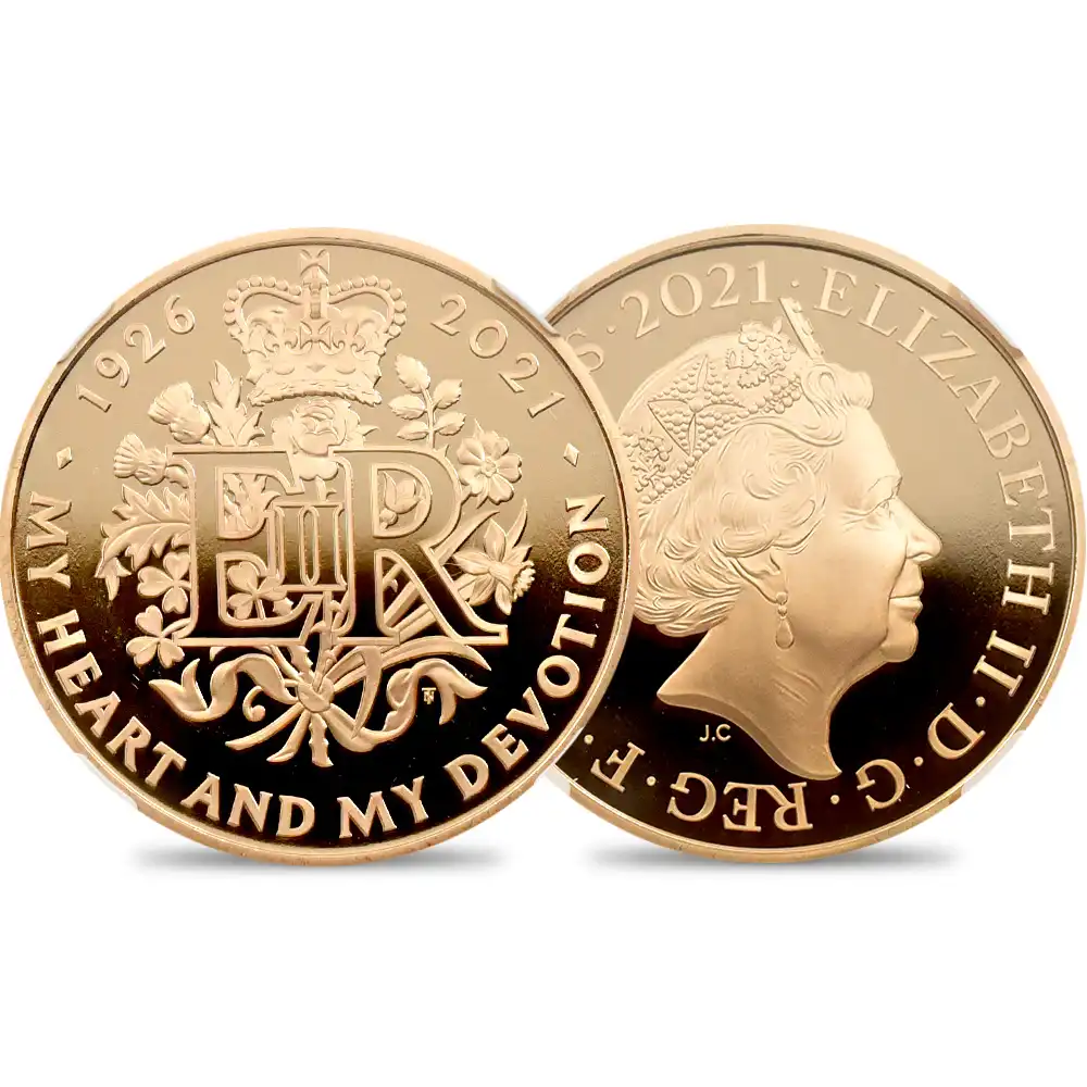 モダンコイン1：2153 2021 エリザベス2世 女王生誕95周年記念 5ポンド金貨 NGC PF70UC 箱付き