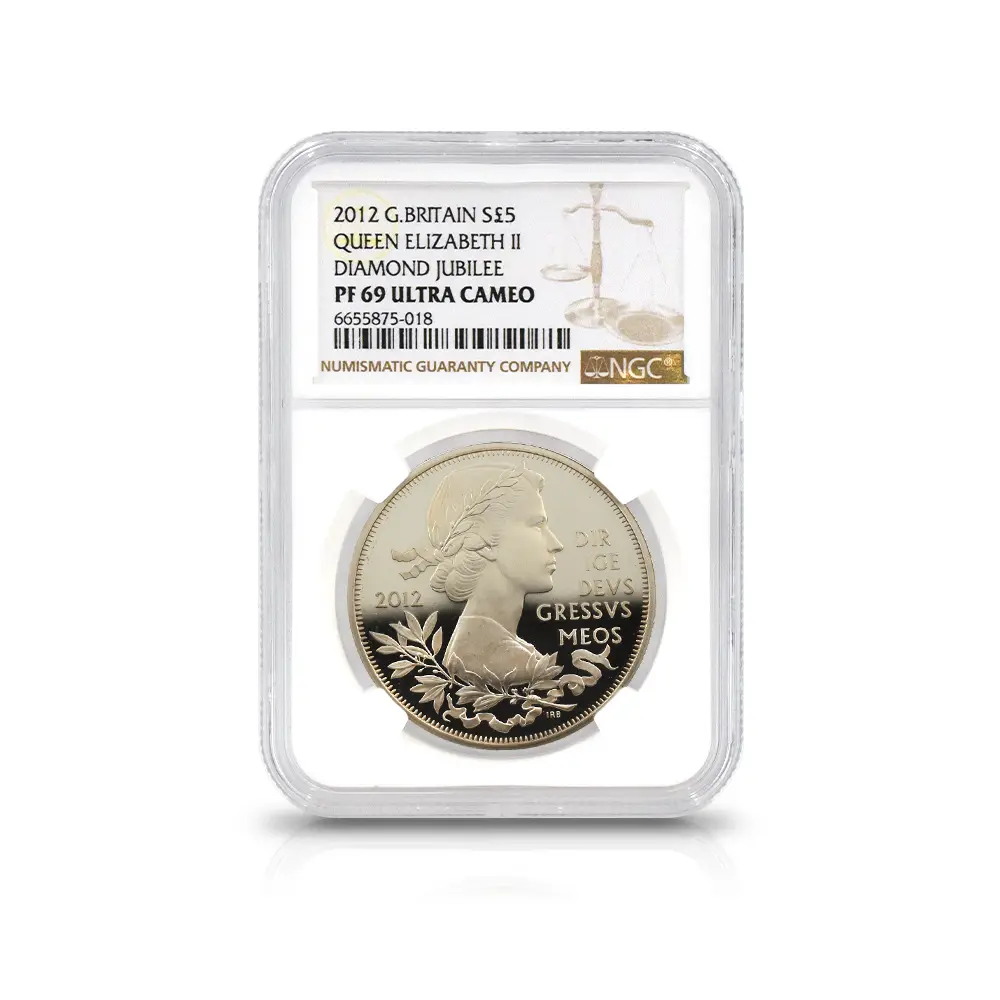 モダンコイン4：6385 2012 エリザベス2世 即位60周年記念 ダイアモンドジュビリー 5ポンド銀貨 NGC PF69UC