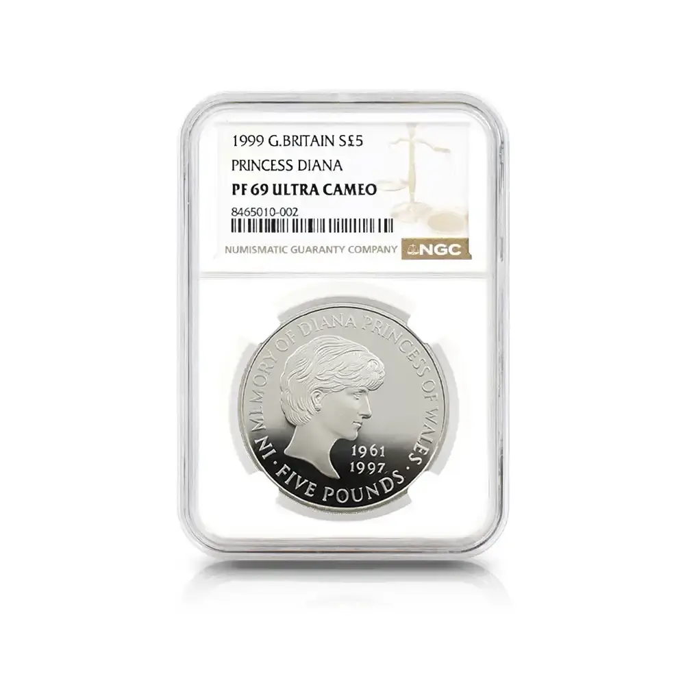 モダンコイン4：6398 1999 エリザベス2世 ダイアナ妃追悼記念 5ポンド銀貨 NGC PF69UC
