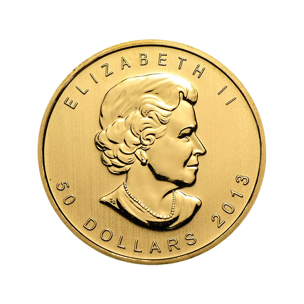地金型3:6402 カナダ 2013 エリザベス2世 メイプルリーフ 50ドル 1オンス 地金型金貨 【1枚】 (コインケース付き)