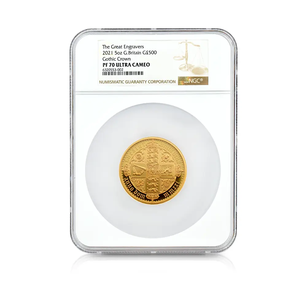 モダンコイン4:6405 2021 エリザベス2世 ゴチッククラウン・リバースシールド 500ポンド5オンス金貨 NGC PF70UC