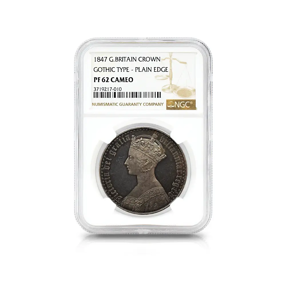アンティークコイン4：6406 1847 ヴィクトリア女王 ゴチッククラウン銀貨 プレーンエッジ NGC PF62CA