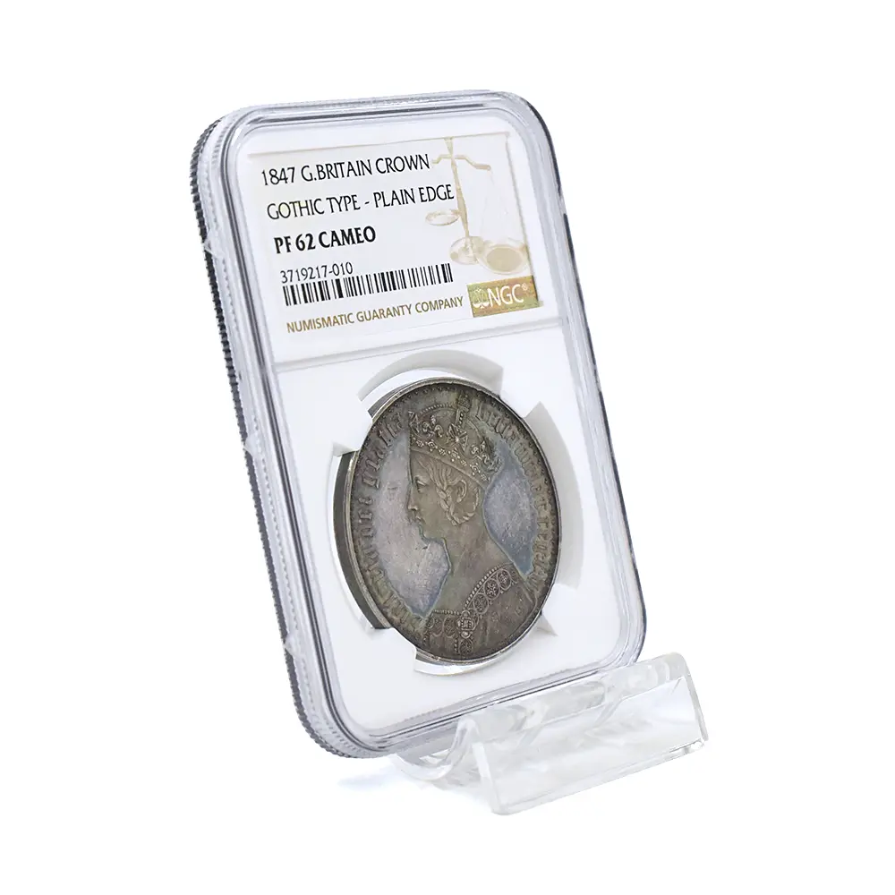 アンティークコイン6：6406 1847 ヴィクトリア女王 ゴチッククラウン銀貨 プレーンエッジ NGC PF62CA