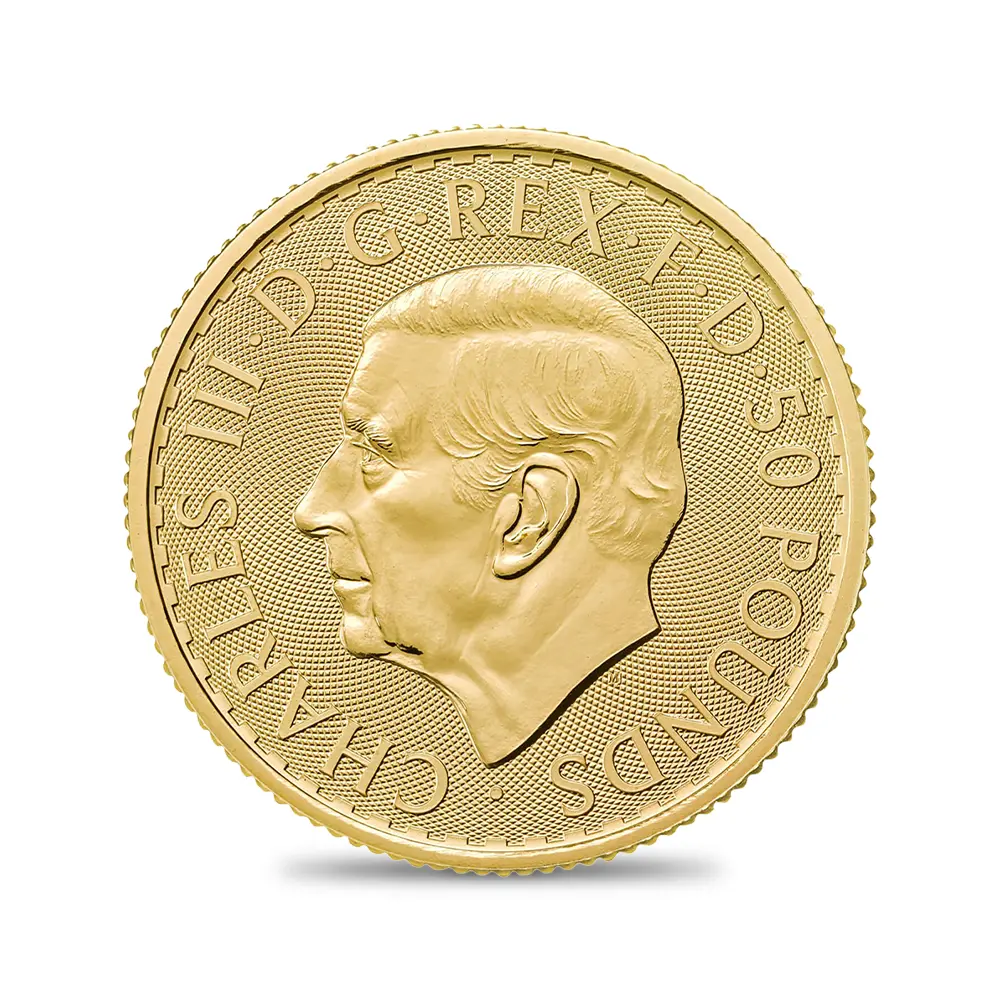 地金型3:6407 イギリス 2026 チャールズ3世 ブリタニア 50ポンド 1/2オンス 金貨 【5枚】 (コインケース付き)
