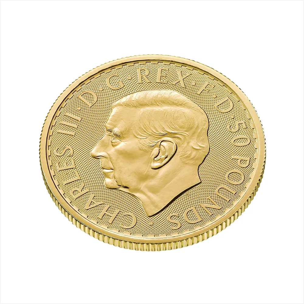 地金型5:6407 イギリス 2026 チャールズ3世 ブリタニア 50ポンド 1/2オンス 金貨 【5枚】 (コインケース付き)